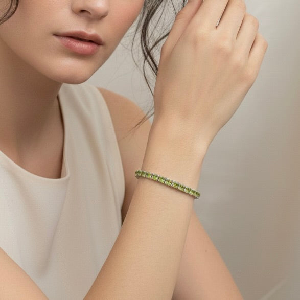 Peridot Sterling Silver Tennis Bracelet