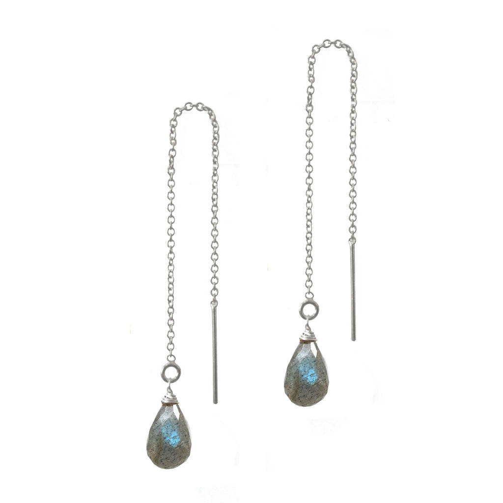 Labradorite Teardrop Threaders, Necklaces - Luna Lili Jewelry