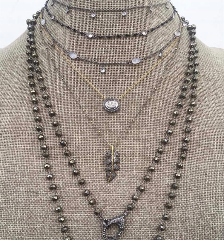 Large Polki Diamond Necklace, Earrings - Luna Lili Jewelry