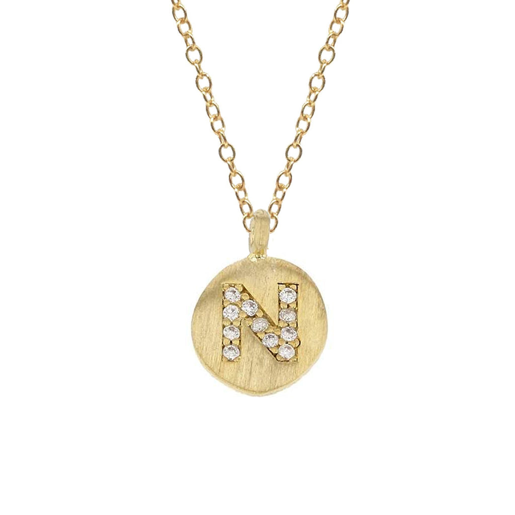 Initial Vermeil Coin Necklace, Necklaces - Luna Lili Jewelry