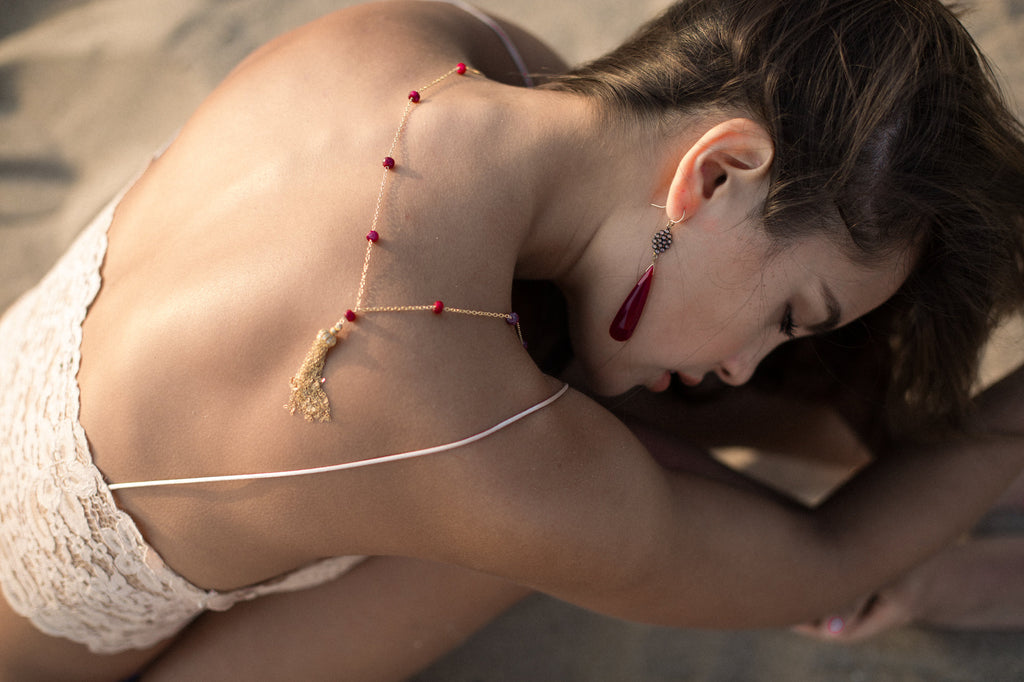 Ruby Tassel Necklace, Necklaces - Luna Lili Jewelry
