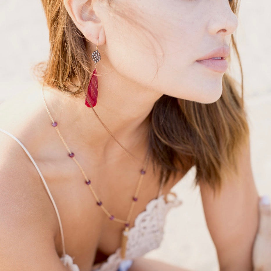 Ruby Tassel Necklace, Necklaces - Luna Lili Jewelry