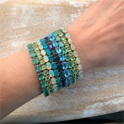 Emerald Green Tennis Bracelet - 925 Sterling Silver Rhodium Plated