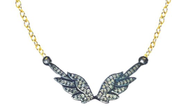 Pave Diamond Wings Necklace - Sterling Silver & Gold Filled