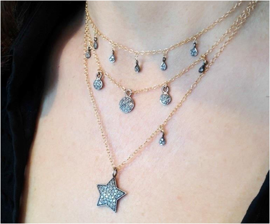 Five Diamond Circle Charm Choker Necklace, Necklaces - Luna Lili Jewelry 