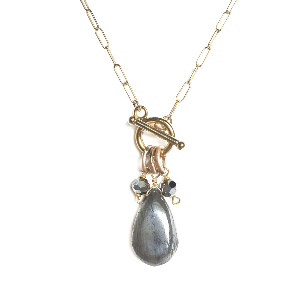 Toggle Labradorite 3 Charm Necklace, Necklace - Luna Lili Jewelry