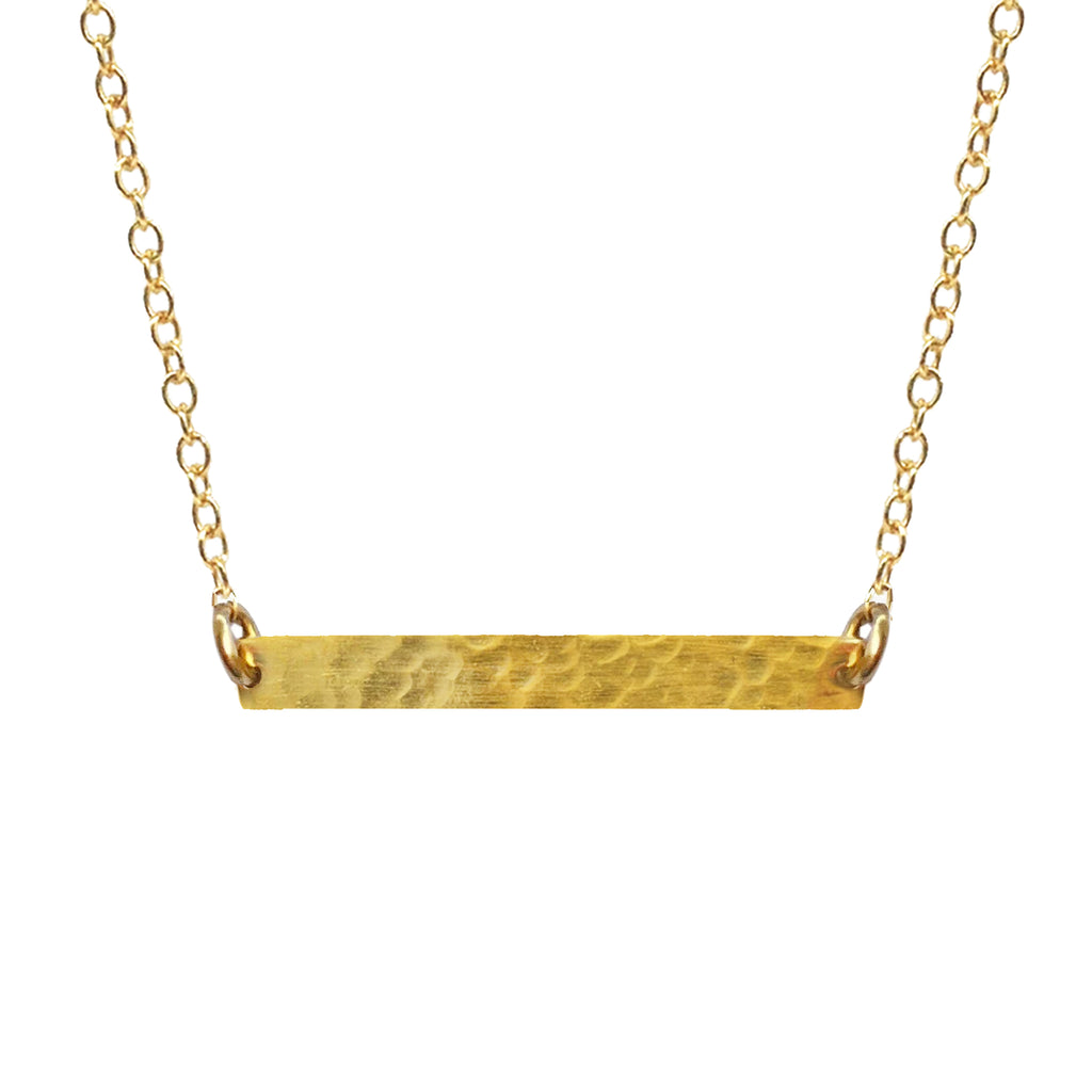 Hammered Bar Charm Necklace, Necklace - Luna Lili Jewelry