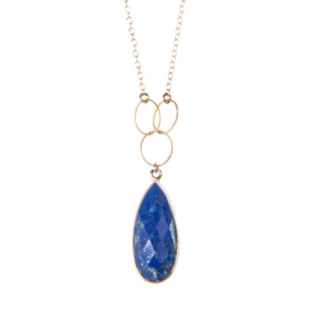 Blue Lapis Earrings with CZ Charms, Earrings - Luna Lili Jewelry