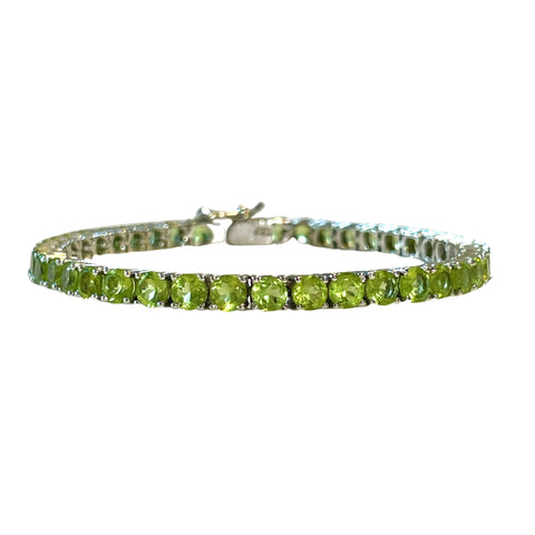 Emerald Green Tennis Bracelet - 925 Sterling Silver Rhodium Plated