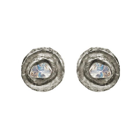 Large Chalcedony & Diamond Stud Earrings