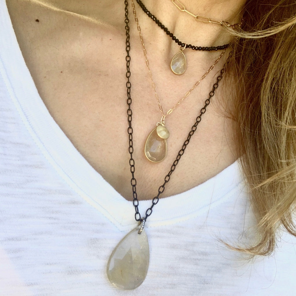 14k Gold Filled Gold Rutile Bella Necklace, Necklaces - Luna Lili Jewelry