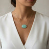 Diamond Aqua Chalcedony Necklace - Gold Filled Paperclip Chain