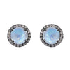 Moonstone Diamond Stud Earrings Sterling Silver - June Birthstone Studs