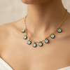 P21-5 Diamond and 7 Chalcedony Halo Drop Necklace 