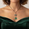 Green Onyx Briolette Necklace with White Topaz Charm - Sterling Silver