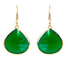 Handcrafted green onyx earrings gold vermeil sterling silver - gemstone teardrop jewelry gift for her