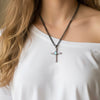 Ethiopian Opal White Topaz Cross Necklace - Sterling Silver Rhodium