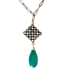 Green Onyx White Topaz Oxidized Sterling Silver Necklace