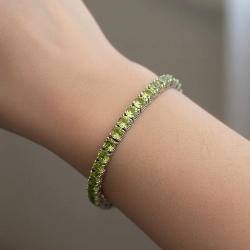 Peridot Sterling Silver Tennis Bracelet