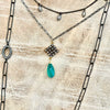 Green Onyx Briolette Necklace with White Topaz Charm - Sterling Silver