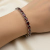 Garnet Tennis Bracelet - 925 Sterling Silver Rhodium Plated