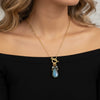 Labradorite Teardrop Necklace with Hematine Charm - Gold Filled Toggle