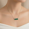 Rectangular Green Onyx & White Topaz Necklace – Sterling Silver & Gold-Filled