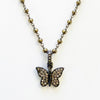 Champagne Diamond Butterfly Necklace – Sterling Silver Rhodium with Pyrite Chain