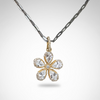 White Topaz Flower Necklace | Gold Vermeil Sterling Silver Pendant | 16