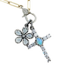 Opal and white Topaz Cross & Flower Charm 