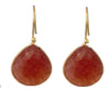 Strawberry Quartz Teardrop Earrings - Gold Vermeil Sterling Silver