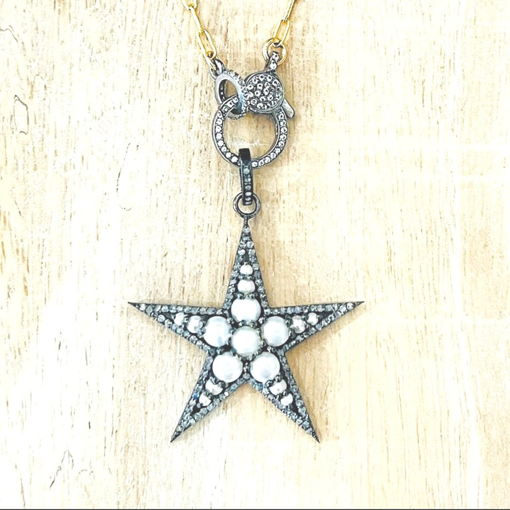 Pearl and Diamond Star Pendant
