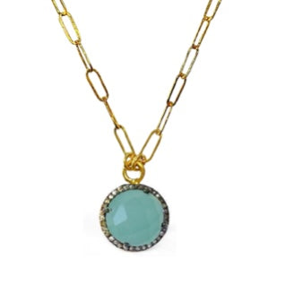 Delicate Labradorite Necklace with Gold Charm