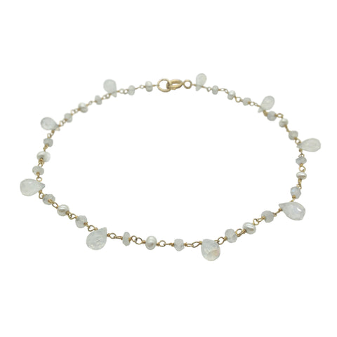 Doublestrand Moonstone and Pearl Bracelet