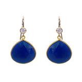 Blue Lapis Earrings with CZ Charms, Earrings - Luna Lili Jewelry 