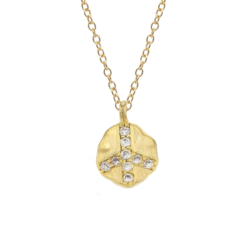 Cubic Zirconia Peace Charm, Necklace - Luna Lili Jewelry 