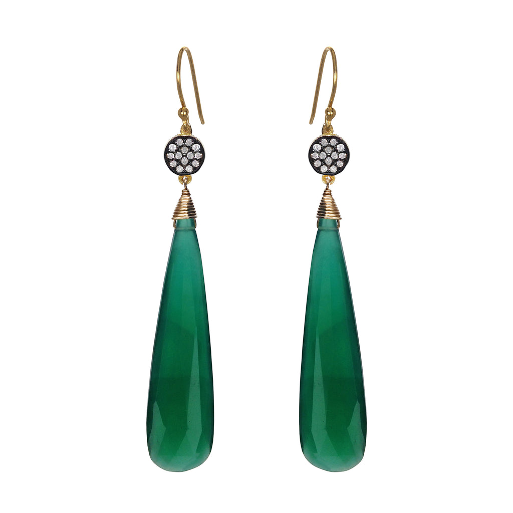 Green Onyx Circle Earrings, Earrings - Luna Lili Jewelry 