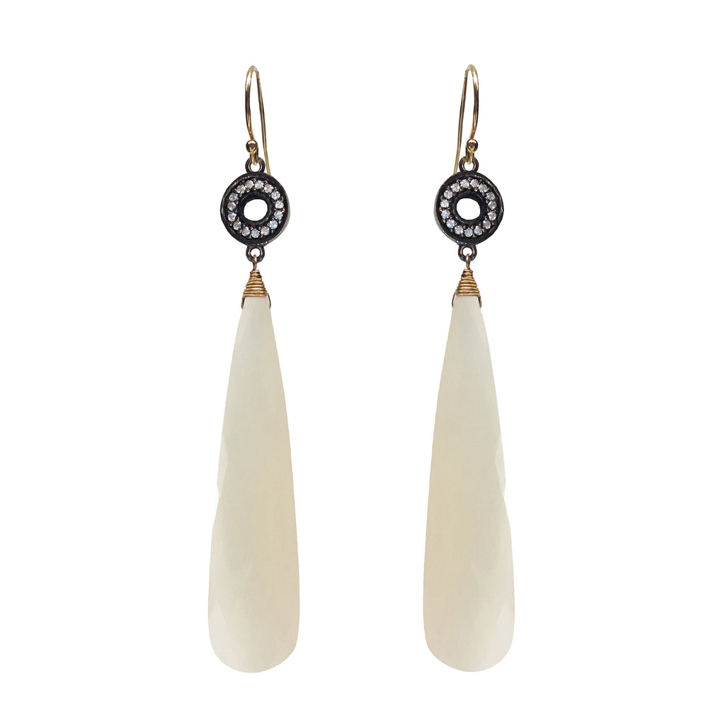 White Chalcedony Accent Earrings, Earrings - Luna Lili Jewelry 