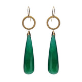 Green Onyx Chalcedony Circle Charm Earrings, Earrings - Luna Lili Jewelry 