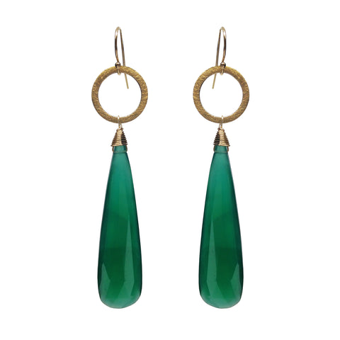 Green Onyx Chalcedony Accent Earrings