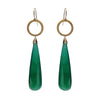 Green Onyx Chalcedony Circle Charm Earrings, Earrings - Luna Lili Jewelry 