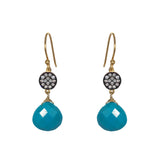 Petite Turquoise White Topaz Accent Earrings, Earrings - Luna Lili Jewelry 