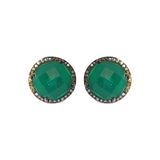 Large Green Onyx & Diamond Stud Earrings, Earrings - Luna Lili Jewelry 