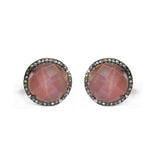 Large Coffee Moonstone & Diamond Stud Earrings, Earrings - Luna Lili Jewelry 