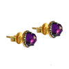Small Amethyst & Diamond Stud Earrings, Earrings - Luna Lili Jewelry 