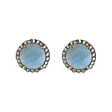 Small Sky Blue Topaz & Diamond Stud Earrings, Earrings - Luna Lili Jewelry 