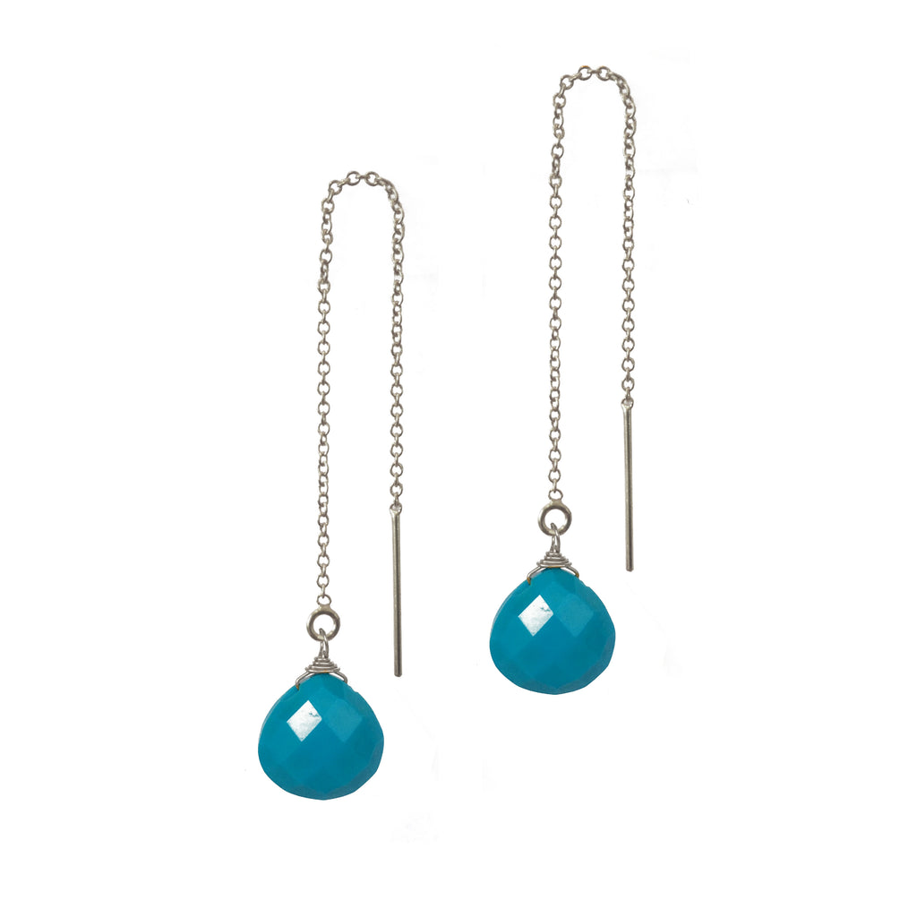 Turquoise Briolette Threader Earrings, Necklaces - Luna Lili Jewelry 