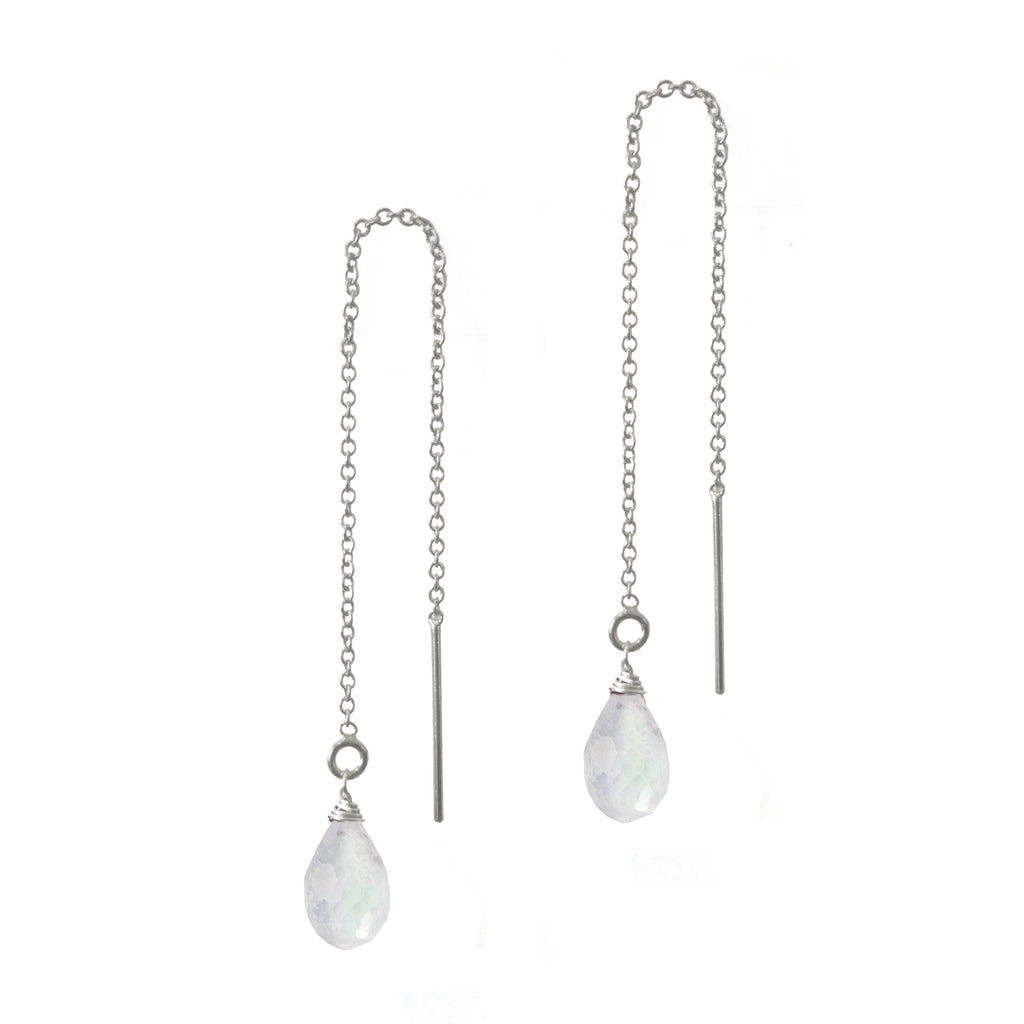Moonstone Teardrop Threaders, Necklaces - Luna Lili Jewelry 