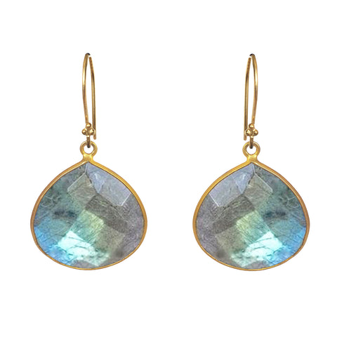 Aqua Chalcedony & Diamond Stud Earrings
