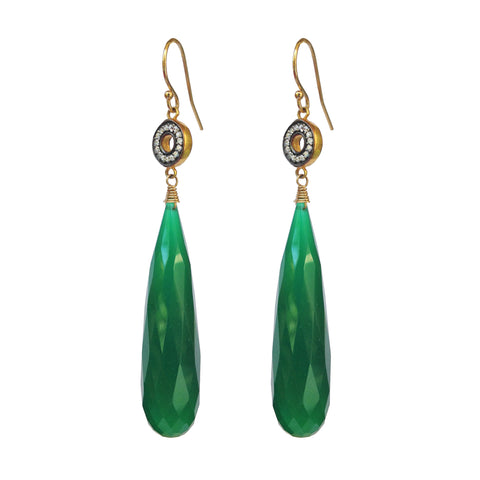 Green Onyx Chalcedony Kite Earrings